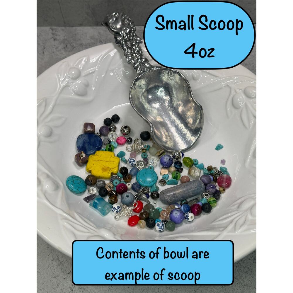 SMALL Mystery Bead Scoop stone glass findings craft jewelry making supplies